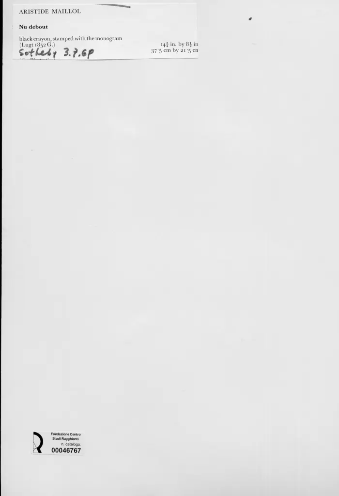 Anonimo , Maillol, Aristide - sec. XX - Nudo in piedi , retro