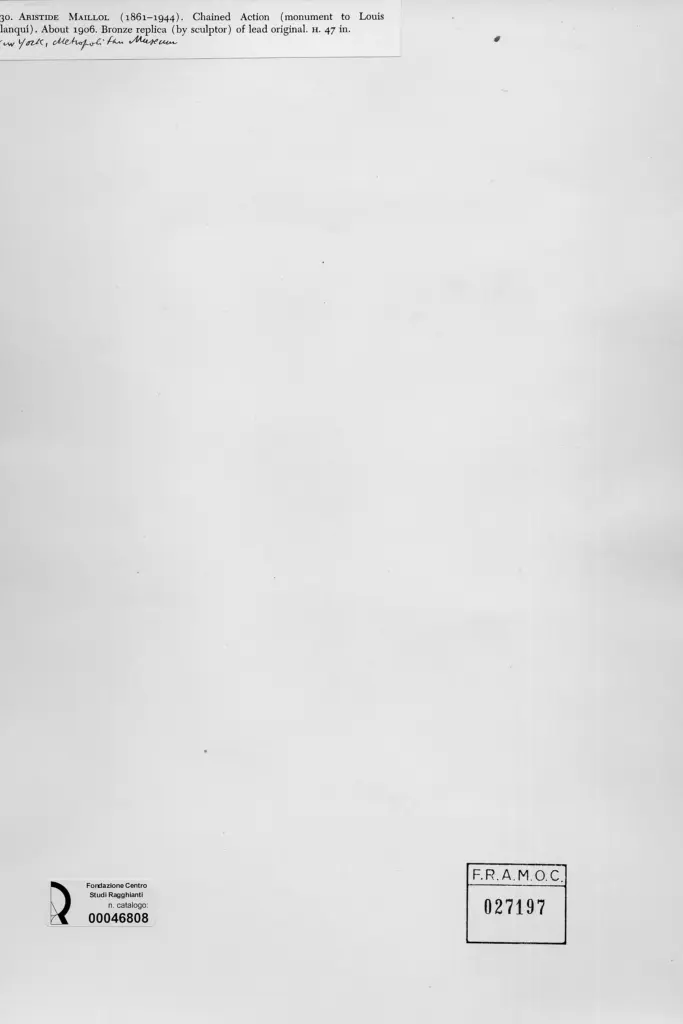 Anonimo , Maillol, Aristide - sec. XX - Chained Action (monumento a Louis Blanqu&igrave;) , retro