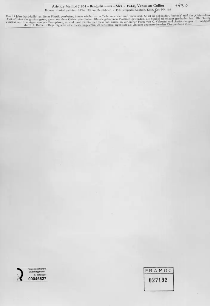 Anonimo , Maillol, Aristide - sec. XX , retro