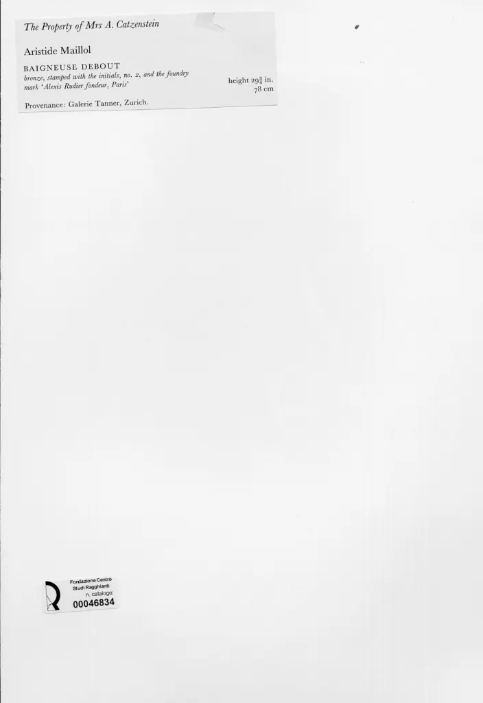 Anonimo , Maillol, Aristide - sec. XX - Bagnante in piedi , retro
