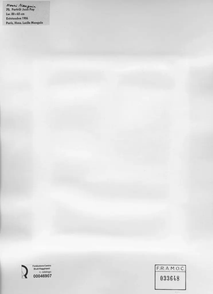 Anonimo , Manguin, Henri - sec. XX - Ritratto di Jean Puy , retro