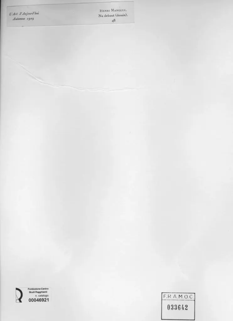 Anonimo , Manguin, Henri - sec. XX - Nu debout , retro