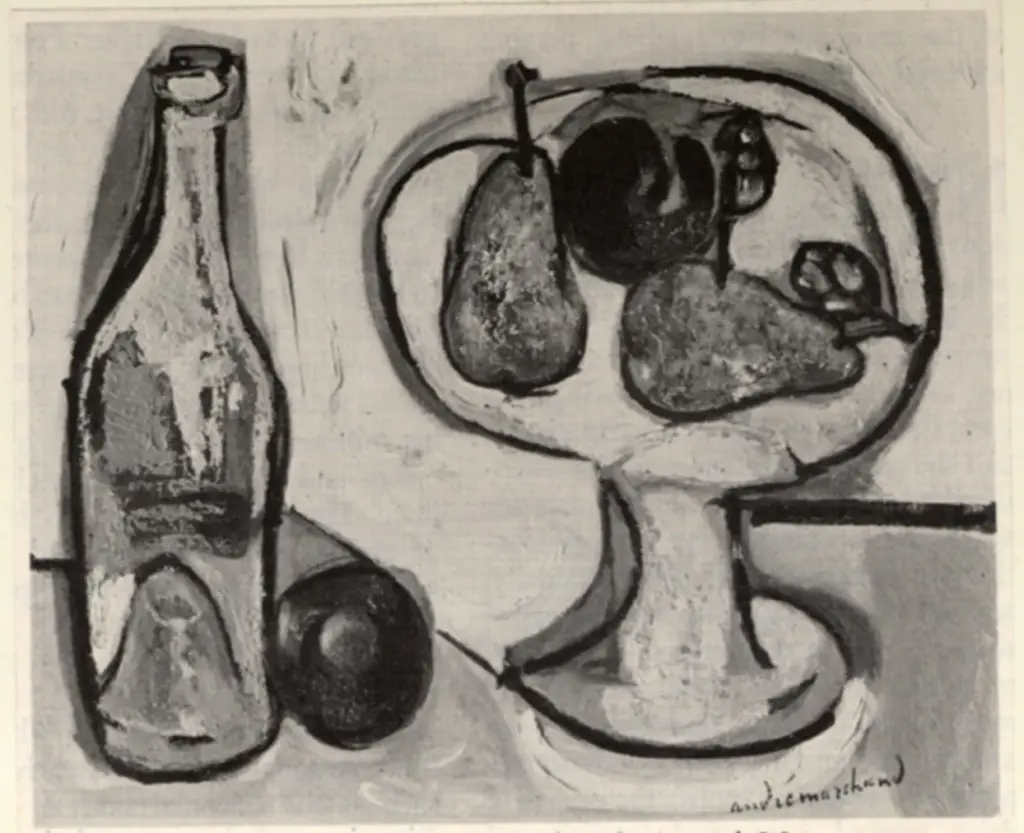 Anonimo , Marchand, Andr&eacute; - sec. XX - Cesto della frutto con fondo giallo , fronte