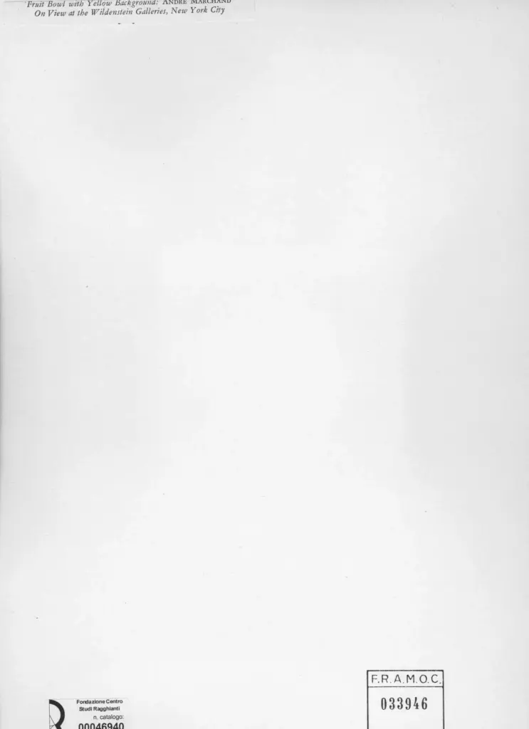 Anonimo , Marchand, Andr&eacute; - sec. XX - Cesto della frutto con fondo giallo , retro