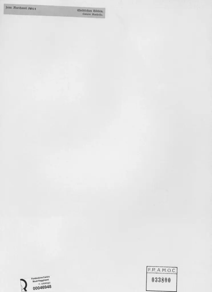 Anonimo , Marchand, Jean - sec. XX - Ritratto femminile , retro