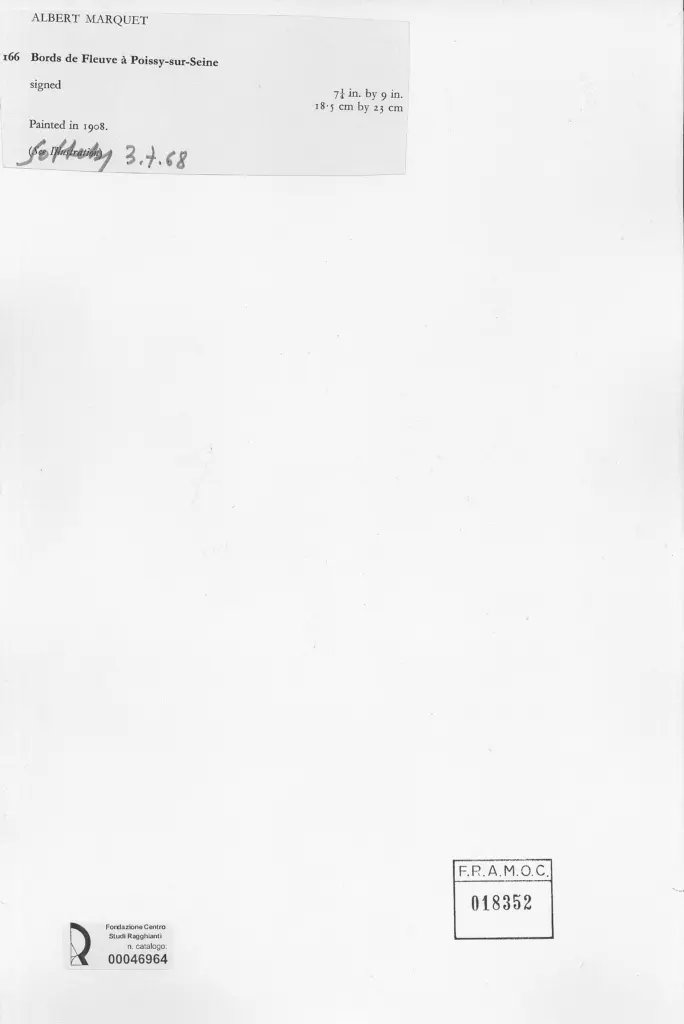 Anonimo , Marquet, Albert - sec. XX - Bords de Fleuve &ograve; Poissy - sur - Seine , retro