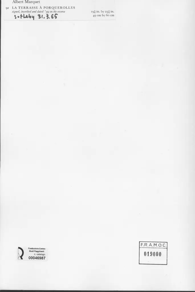 Anonimo , Marquet, Albert - sec. XX - La Terrasse &agrave; Porquerolles , retro