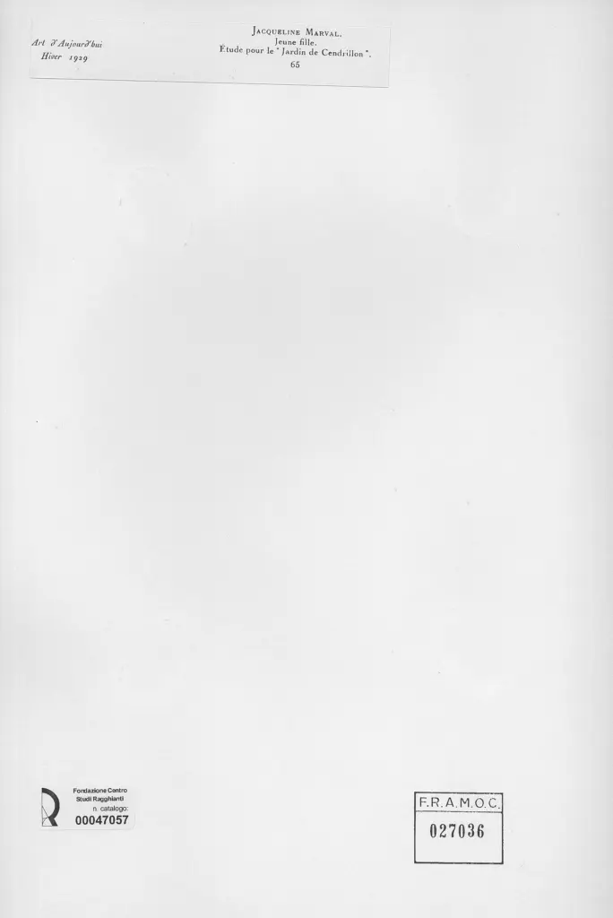 Anonimo , Marval, Jacqueline - sec. XX - Jeune Fille. Etude pour le "jardin de Cedrillon" , retro