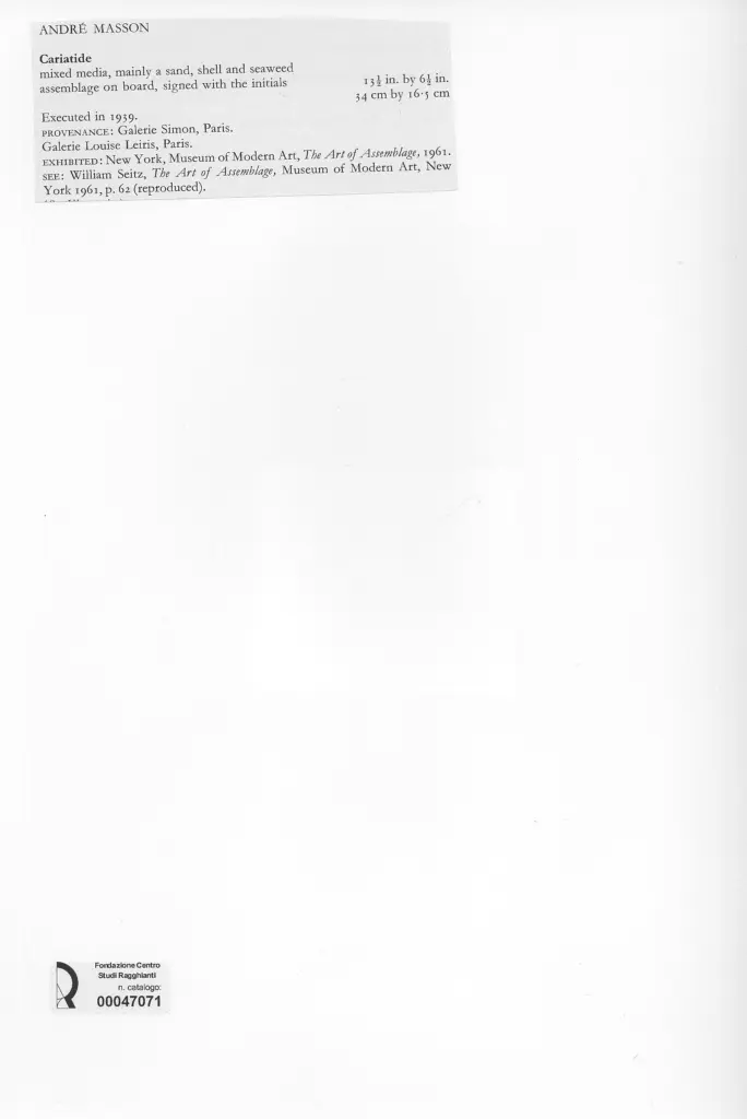 Anonimo , Masson, Andr&eacute; - sec. XX - Cariatide , retro