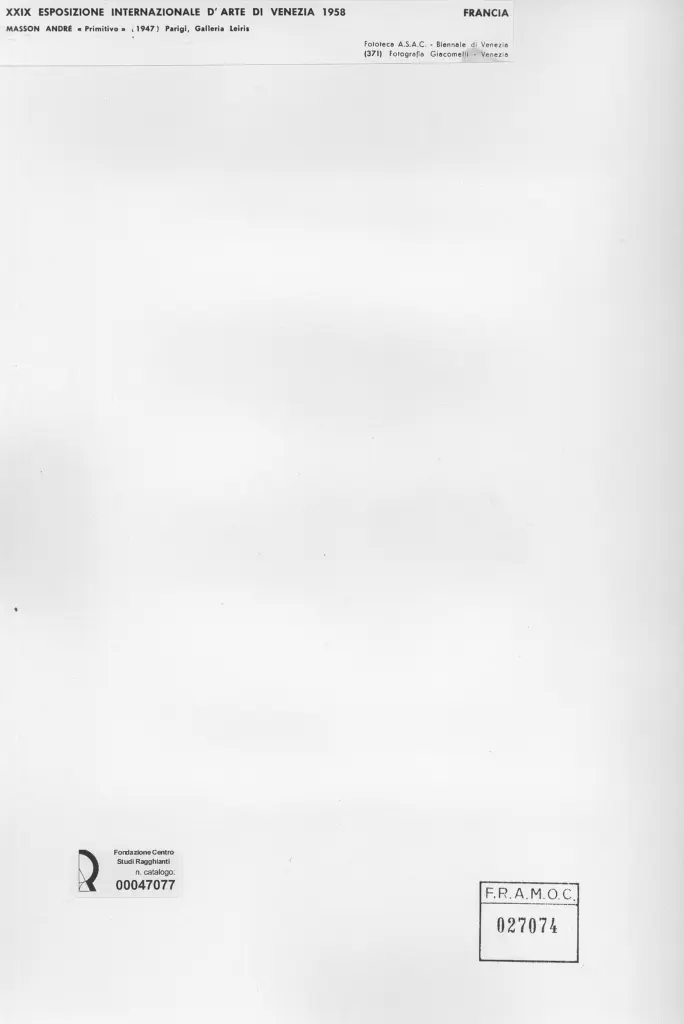 Giacomelli , Masson, Andr&eacute; - sec. XX - Primitivo , retro