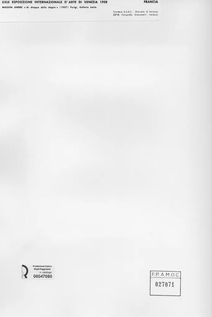 Giacomelli , Masson, Andr&eacute; - sec. XX - Al disopra dello stagno , retro