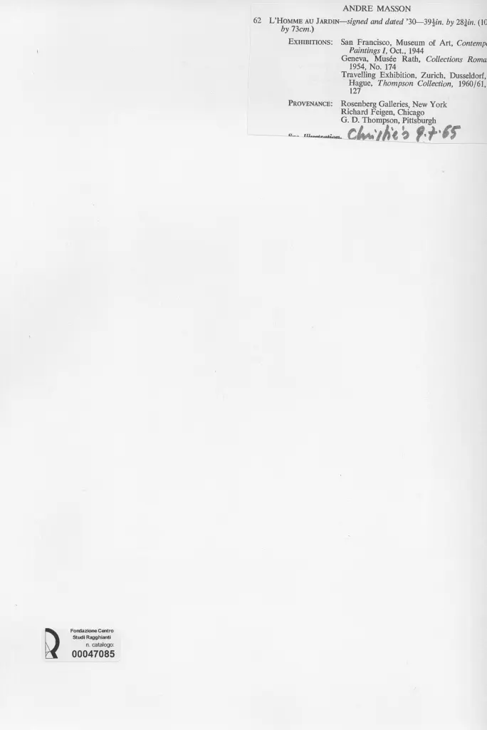 Anonimo , Masson, Andr&eacute; - sec. XX , retro