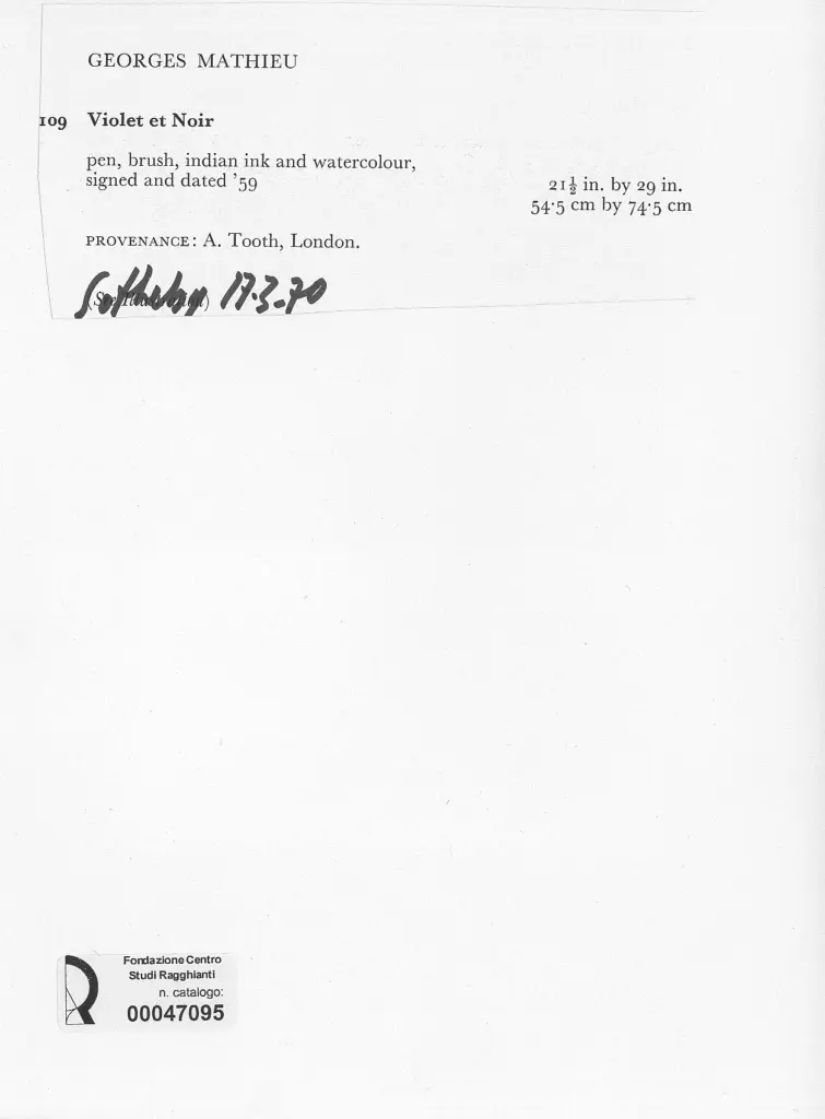Anonimo , Mathieu, Georges - sec. XX - Violet et noir , retro