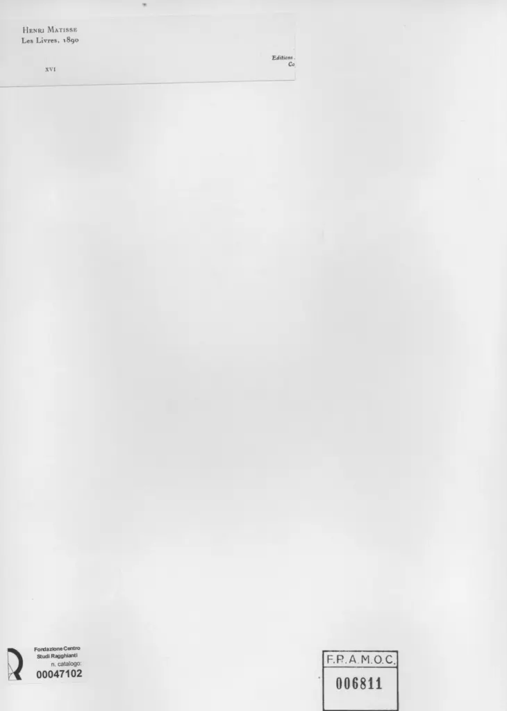 Anonimo , Matisse, Henri - sec. XIX - I Libri , retro