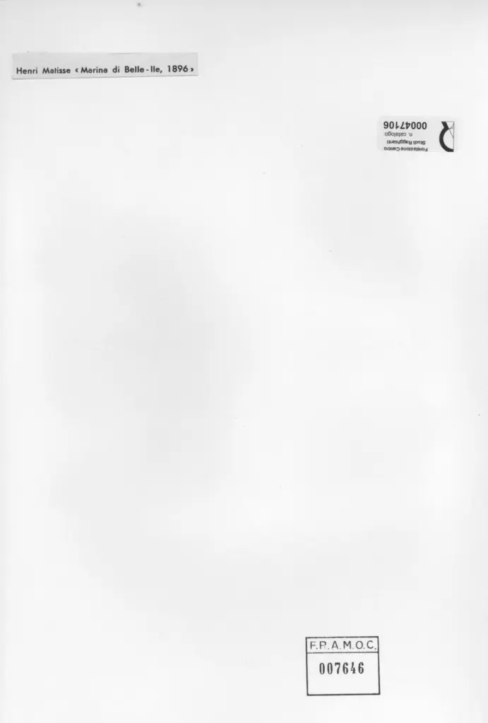 Anonimo , Matisse, Henri - sec. XIX - Marina di Belle-Ile , retro