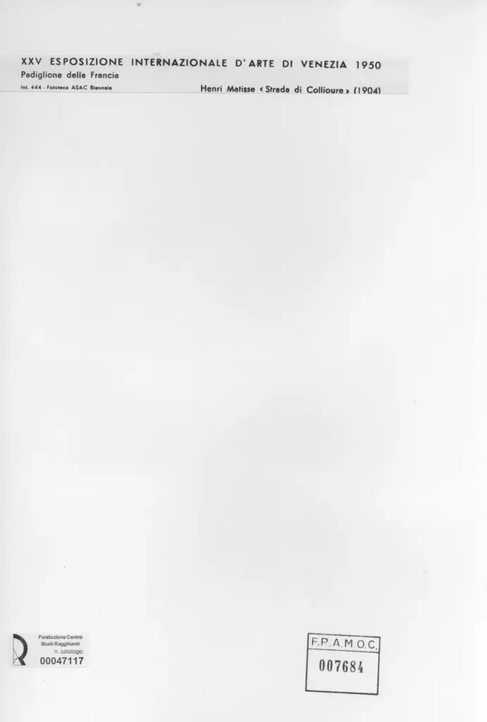 Anonimo , Matisse, Henri - sec. XX - Strada di Collioure , retro