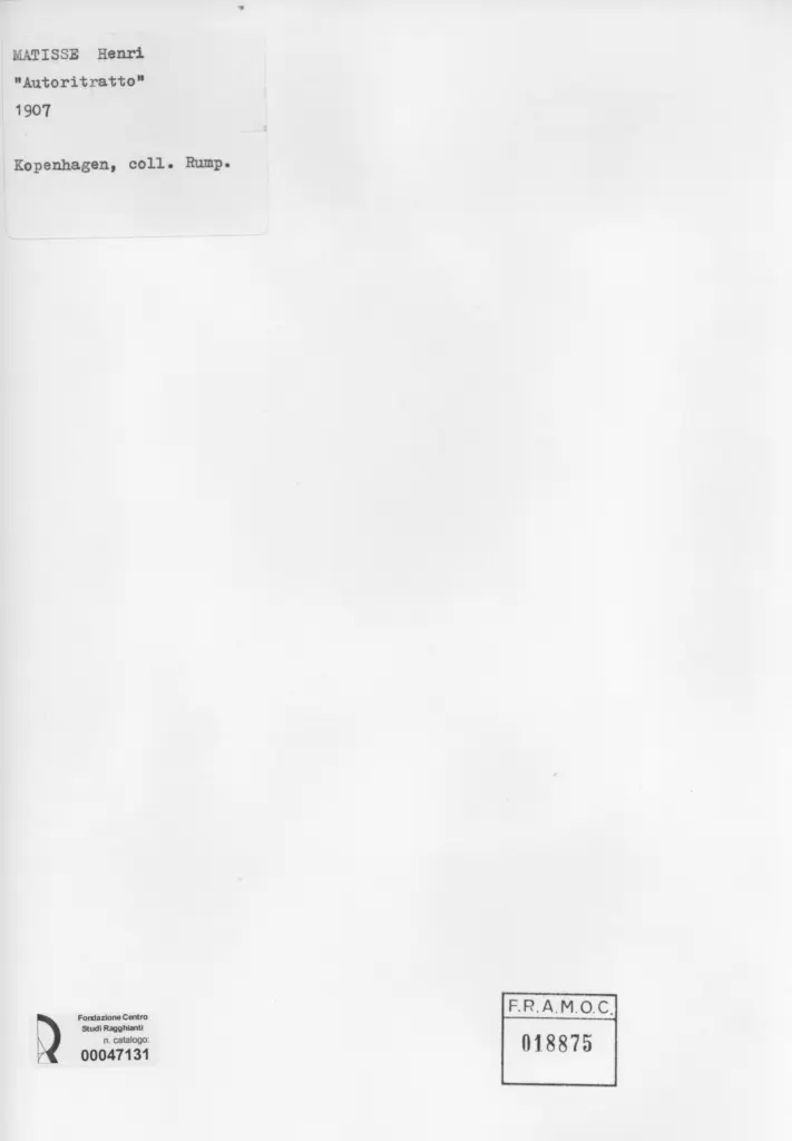 Anonimo , Matisse, Henri - sec. XX - Autoritratto , retro