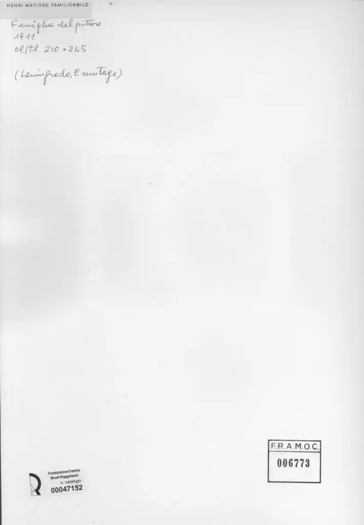 Anonimo , Matisse, Henri - sec. XX - La famiglia del pittore , retro