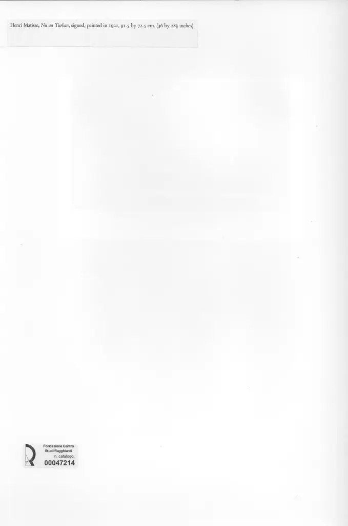 Anonimo , Matisse, Henri - sec. XX - Nu au Turban , retro