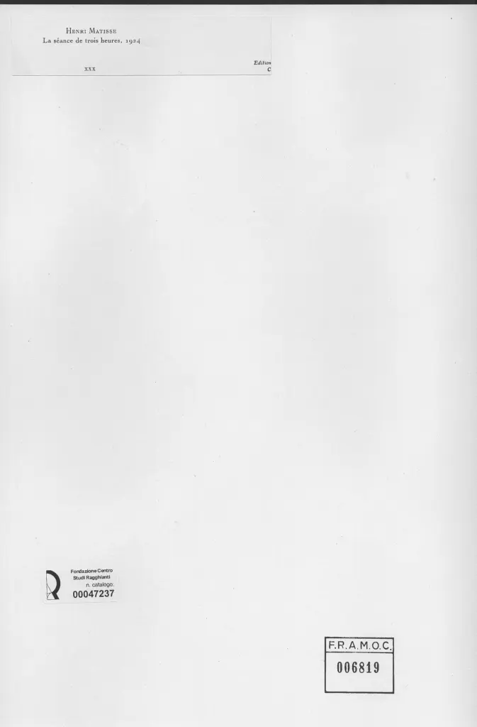 Anonimo , Matisse, Henri - sec. XX - La s&eacute;ance de trois heures , retro