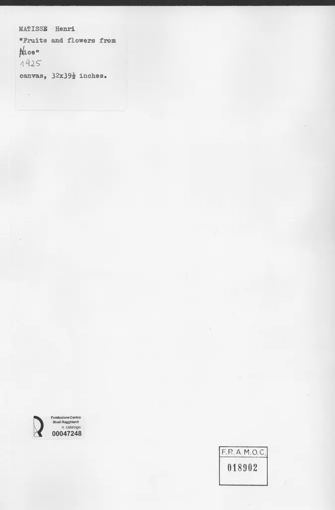 Anonimo , Matisse, Henri - sec. XX - Fruits and flowers from Nice , retro