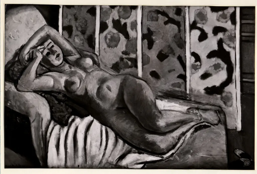 Anonimo , Matisse, Henri - sec. XX - Nudo su canap&eacute; giallo , fronte