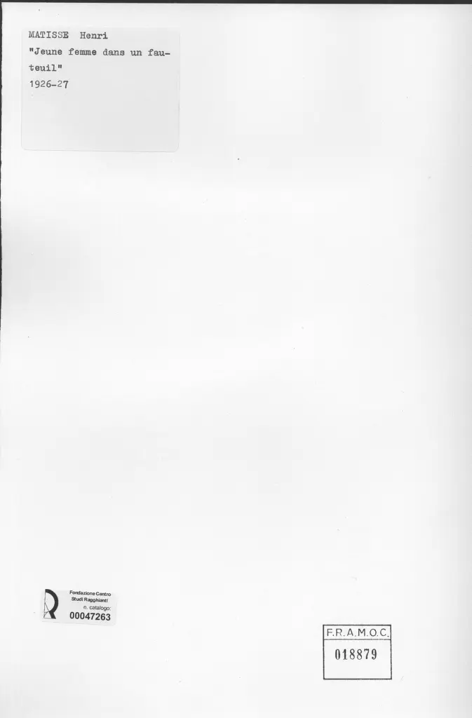Anonimo , Matisse, Henri - sec. XX - Jeune femme dans un fauteuil , retro