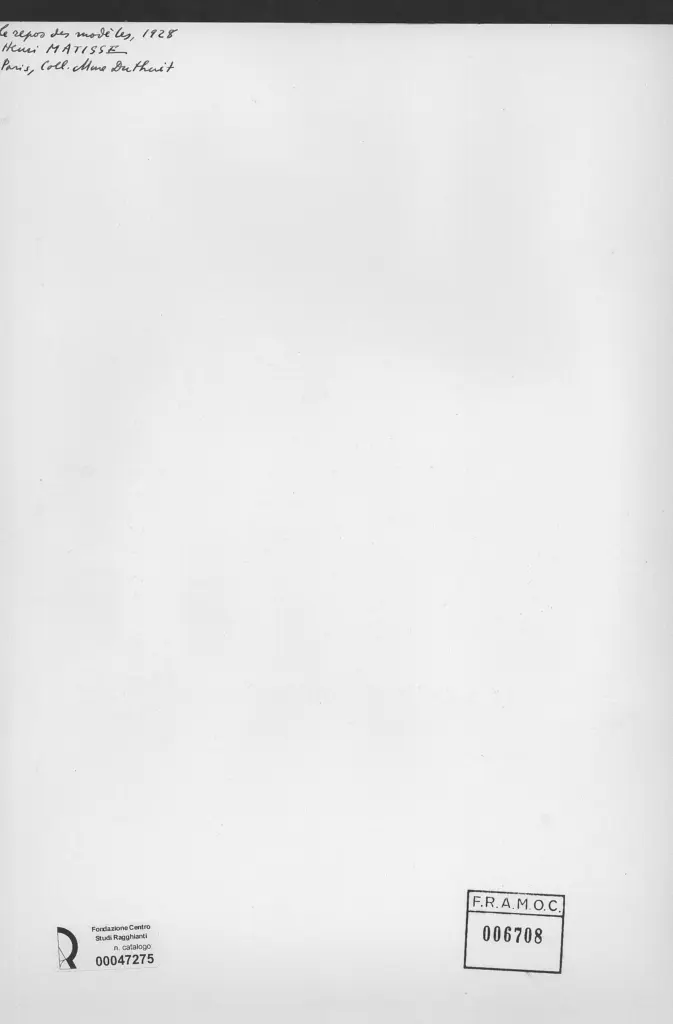 Anonimo , Matisse, Henri - sec. XX - Le repos des mod&egrave;les , retro
