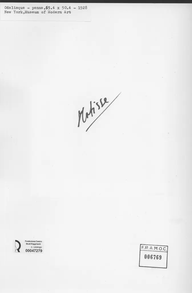 Anonimo , Matisse, Henri - sec. XX - Odalisque , retro