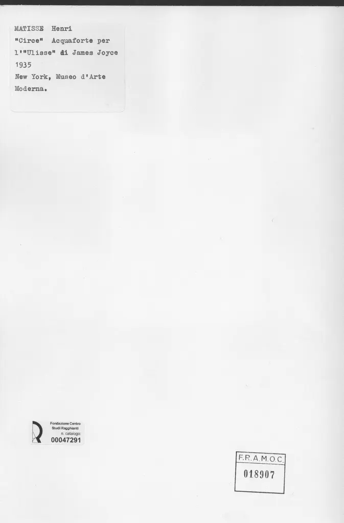 Anonimo , Matisse, Henri - sec. XX - Circe , retro