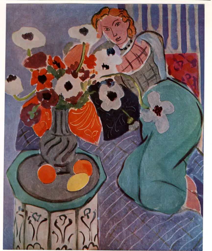 Anonimo , Matisse, Henri - sec. XX - Donna con anemoni - armonia in blu , fronte
