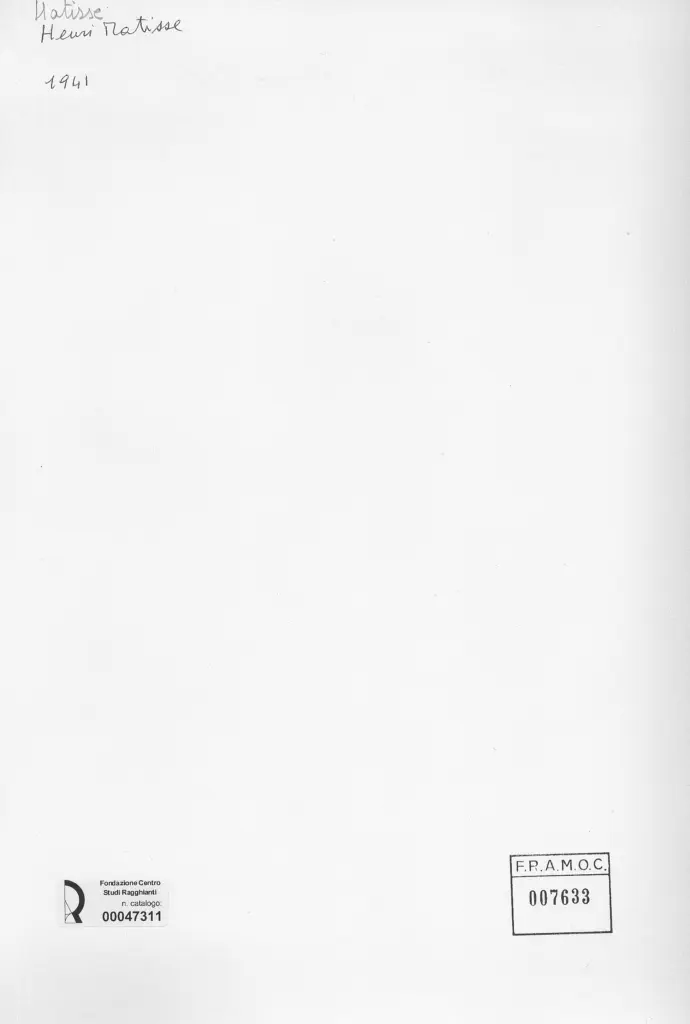 Anonimo , Matisse, Henri - sec. XX - Natura morta , retro