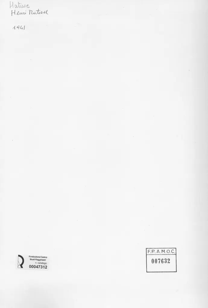 Anonimo , Matisse, Henri - sec. XX - Natura morta , retro