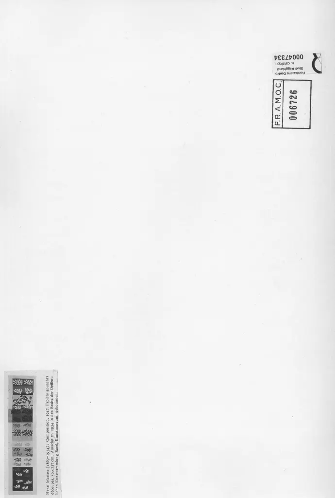 Anonimo , Matisse, Henri - sec. XX - Composition , retro