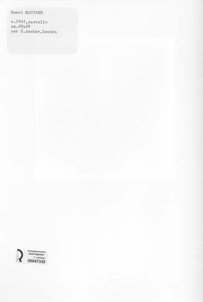 Anonimo , Matisse, Henri - sec. XX - Composizione , retro