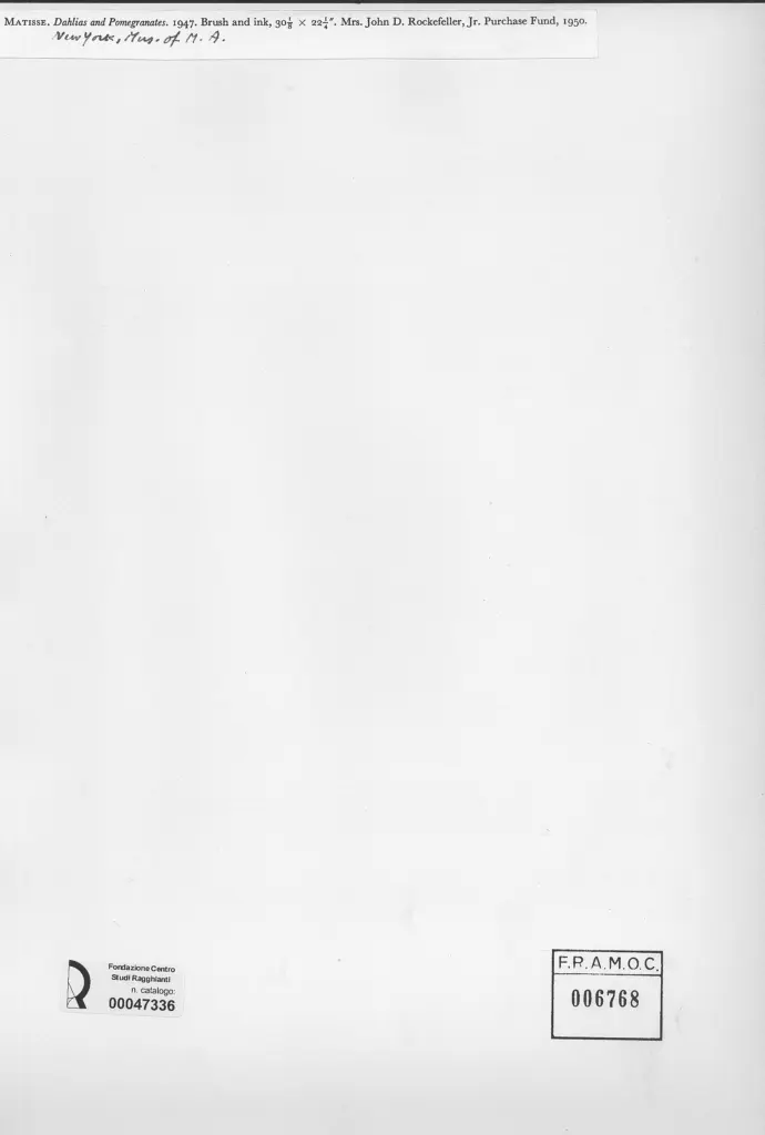 Anonimo , Matisse, Henri - sec. XX - Dahlias and Pomegranates , retro