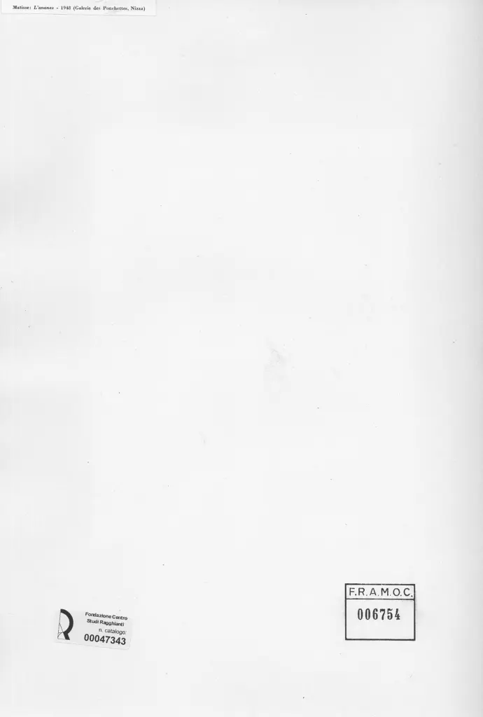 Anonimo , Matisse, Henri - sec. XX - L'ananas , retro