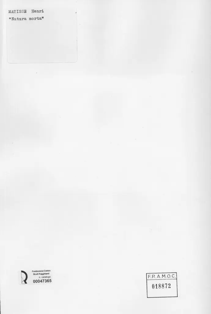 Anonimo , Matisse, Henri - sec. XIX/ XX - Natura morta , retro