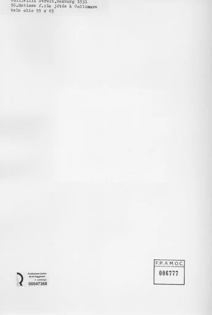 Anonimo , Matisse, Henri - sec. XX - La j&eacute;t&eacute;e &agrave; Collioure , retro