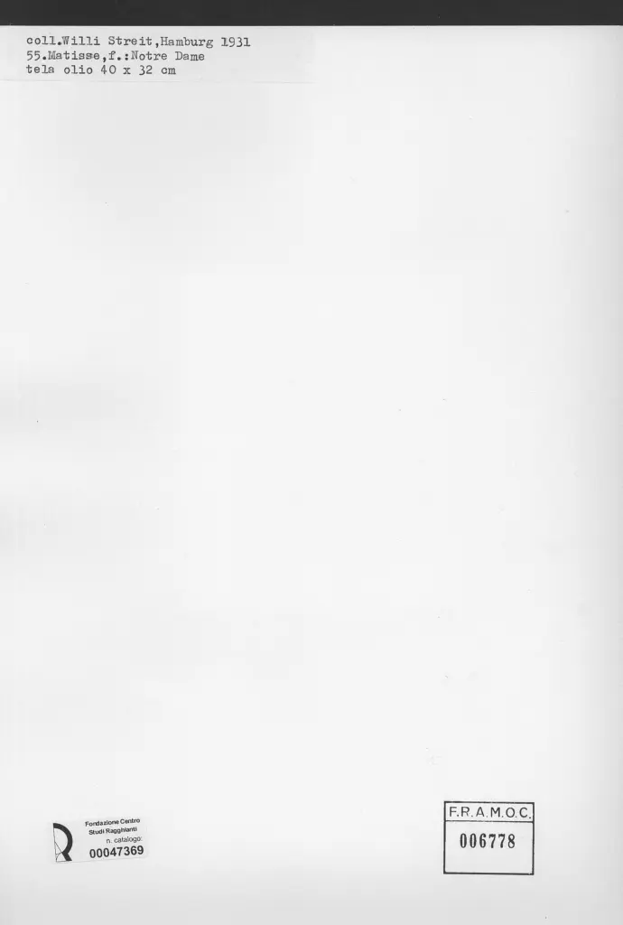 Anonimo , Matisse, Henri - sec. XX - Notre Dame , retro