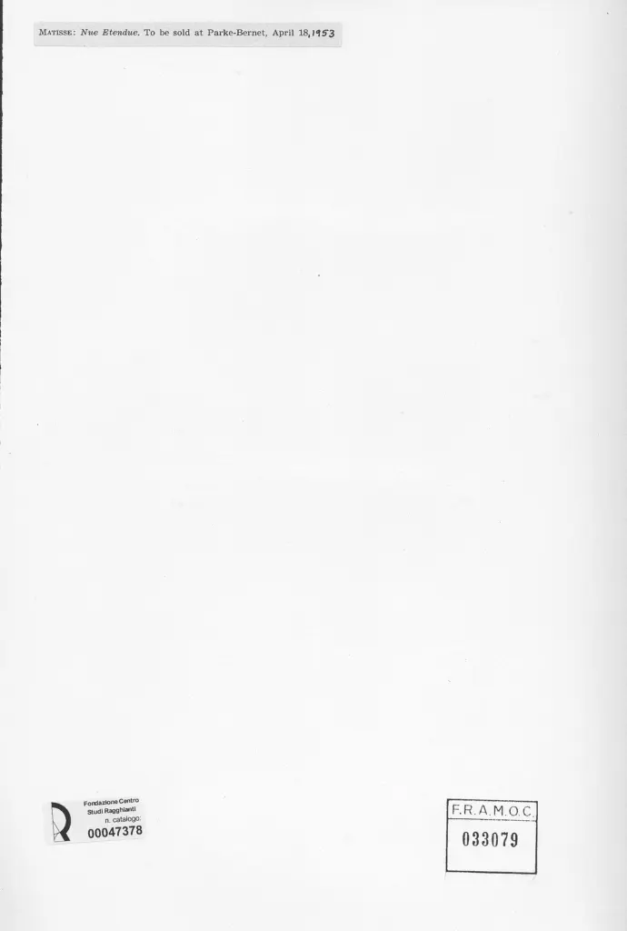 Anonimo , Matisse, Henri - sec. XX - Nue Etendue , retro
