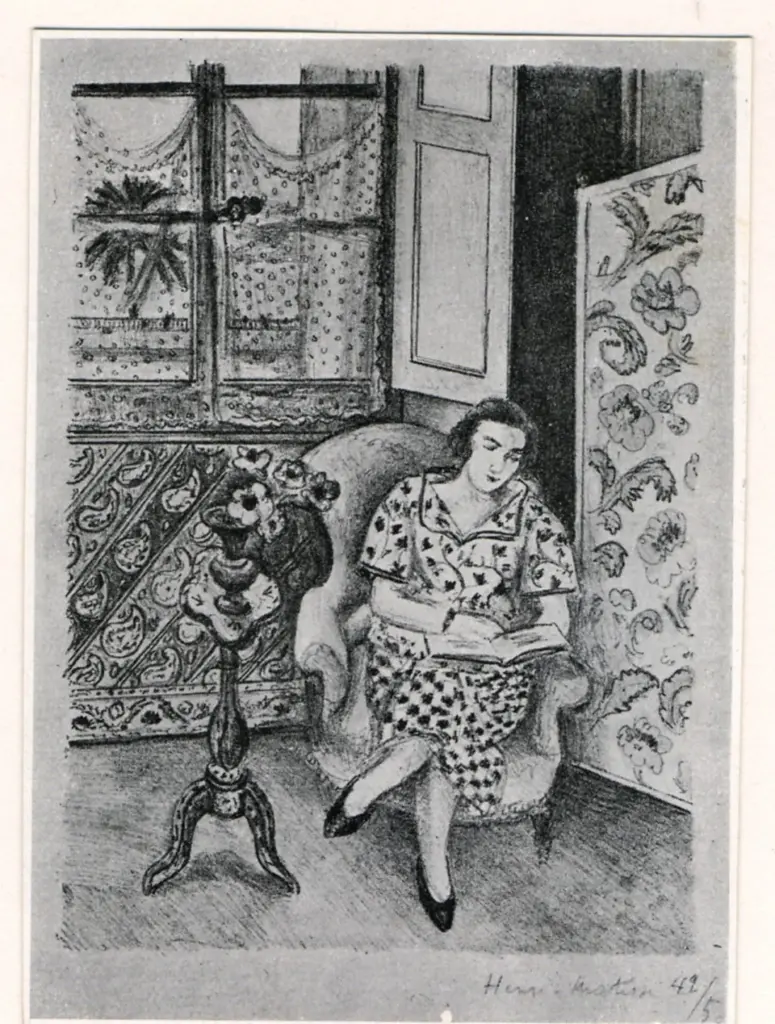 Anonimo , Matisse, Henri - sec. XIX/ XX - Liseuse dans un int&eacute;rieur , fronte