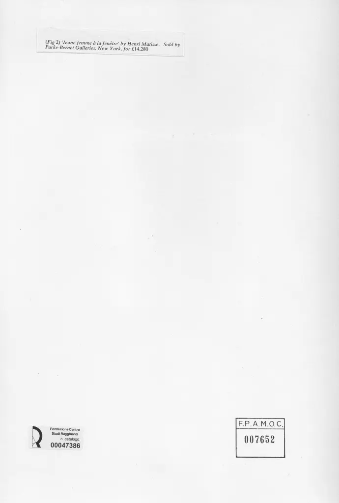 Anonimo , Matisse, Henri - sec. XIX/XX - Jeune femme &agrave; la fen&ecirc;tre , retro