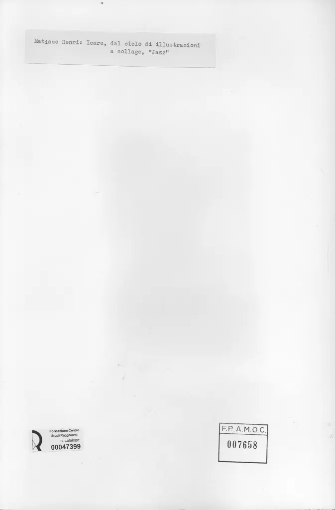 Anonimo , Matisse, Henri - sec. XIX/ XX - Icare , retro