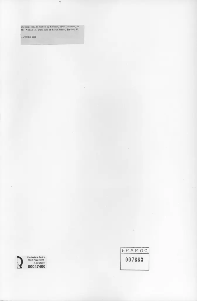 Anonimo , Matisse, Henri - sec. XX - Abduction of Rebecca, after Delacroix , retro