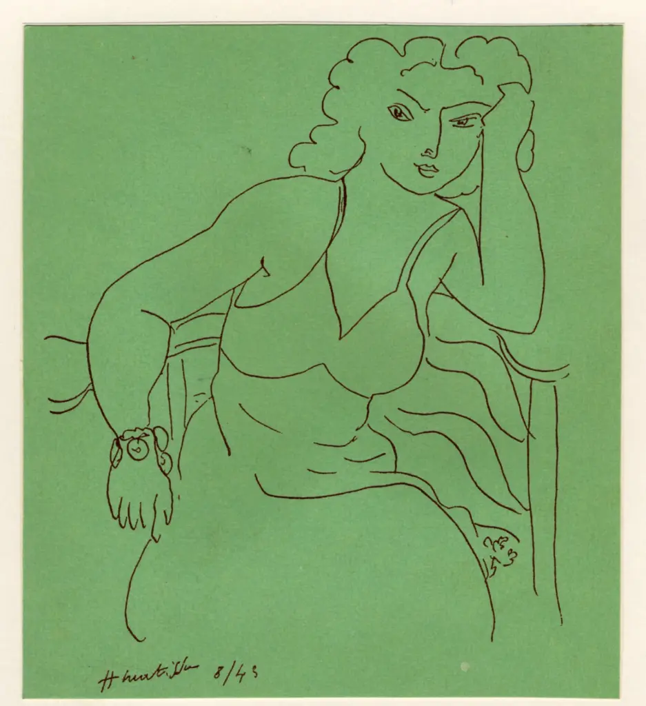 Anonimo , Matisse, Henri - sec. XIX/ XX - Ritratto di donna seduta su una poltrona , fronte