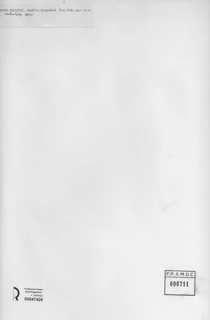 Anonimo , Matisse, Henri - sec. XIX/ XX - Modell im Morgenkleid , retro