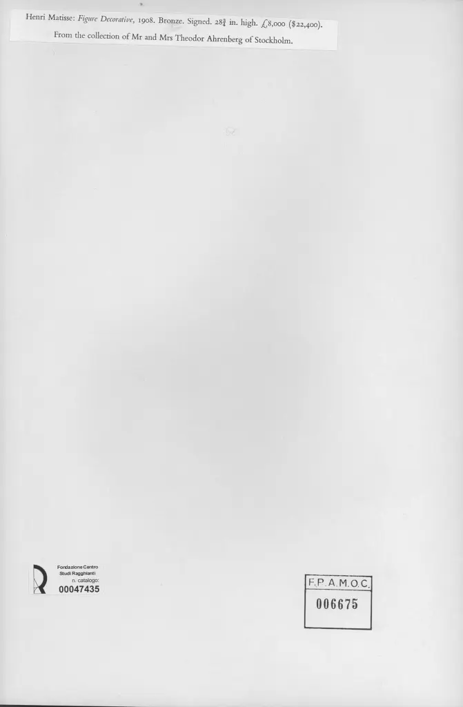 Galerie Bernheim-Jeune , Matisse, Henri - sec. XX - Figure decorative , retro