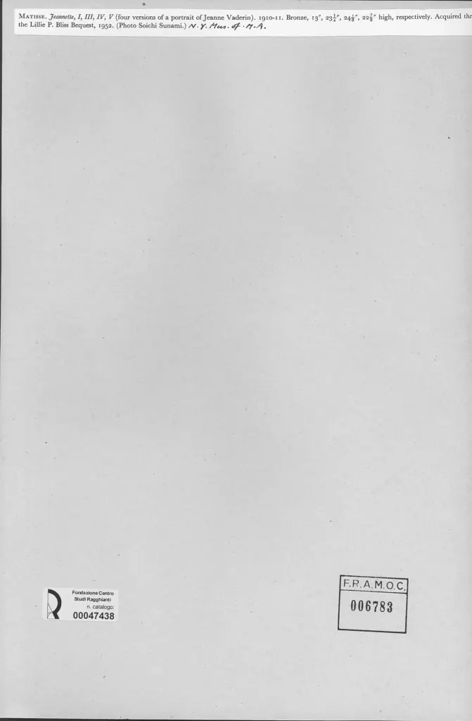 Sunami, Soichi , Matisse, Henri - sec. XX - Jeannette, I, III, IV, V , retro