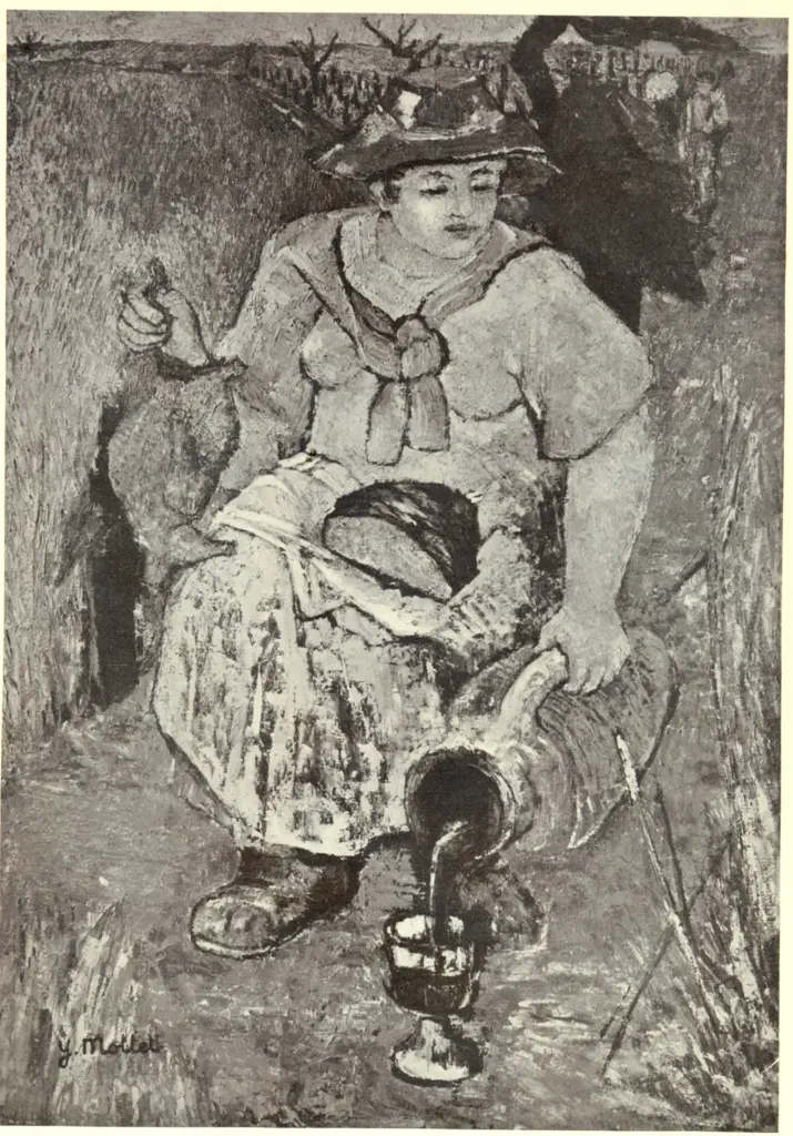 Anonimo , Mottet, Yvonne - sec. XX - Paysanne préparant le repas des vignerons , fronte